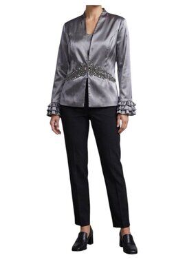 Ben Marc International Gray Elegant Chic Lined Studded Suit Jacket! Size 16